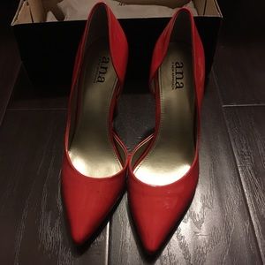 Red pointed toe heels